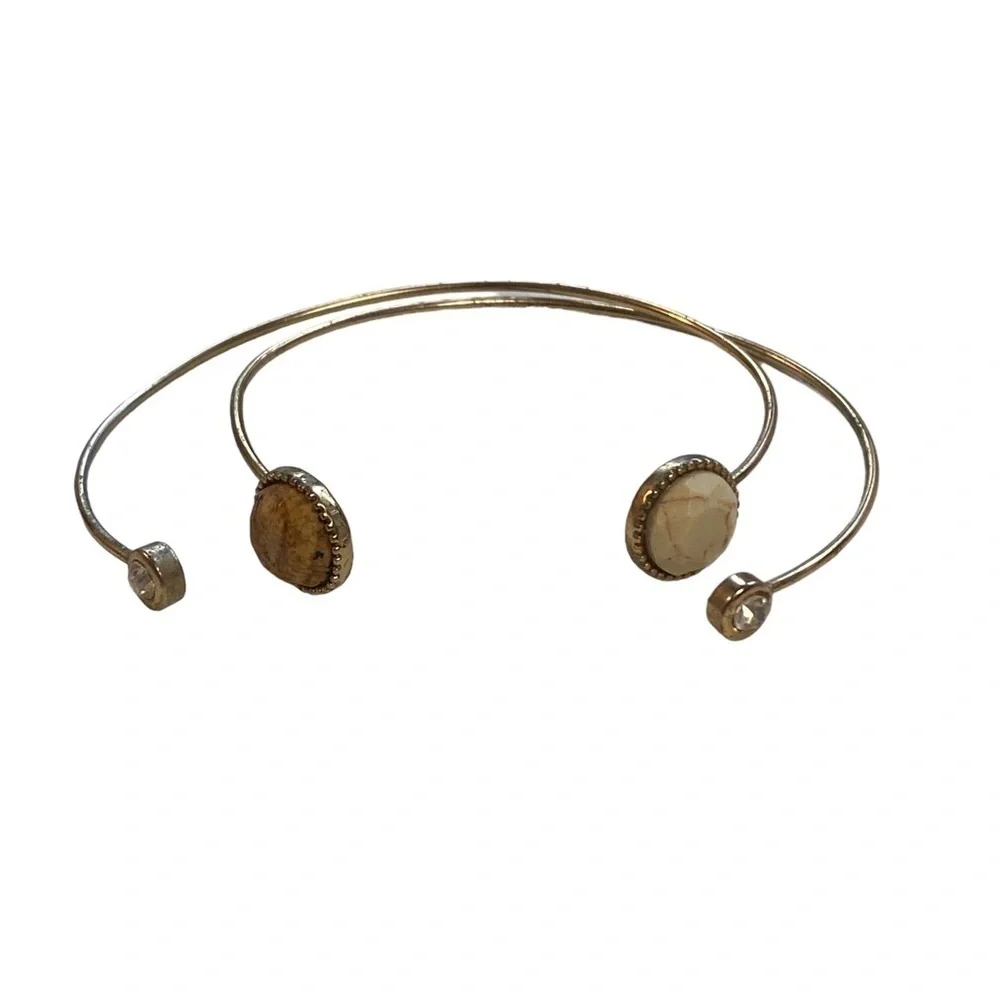 Two piece | Gold | Faux Stone | Bangle Set